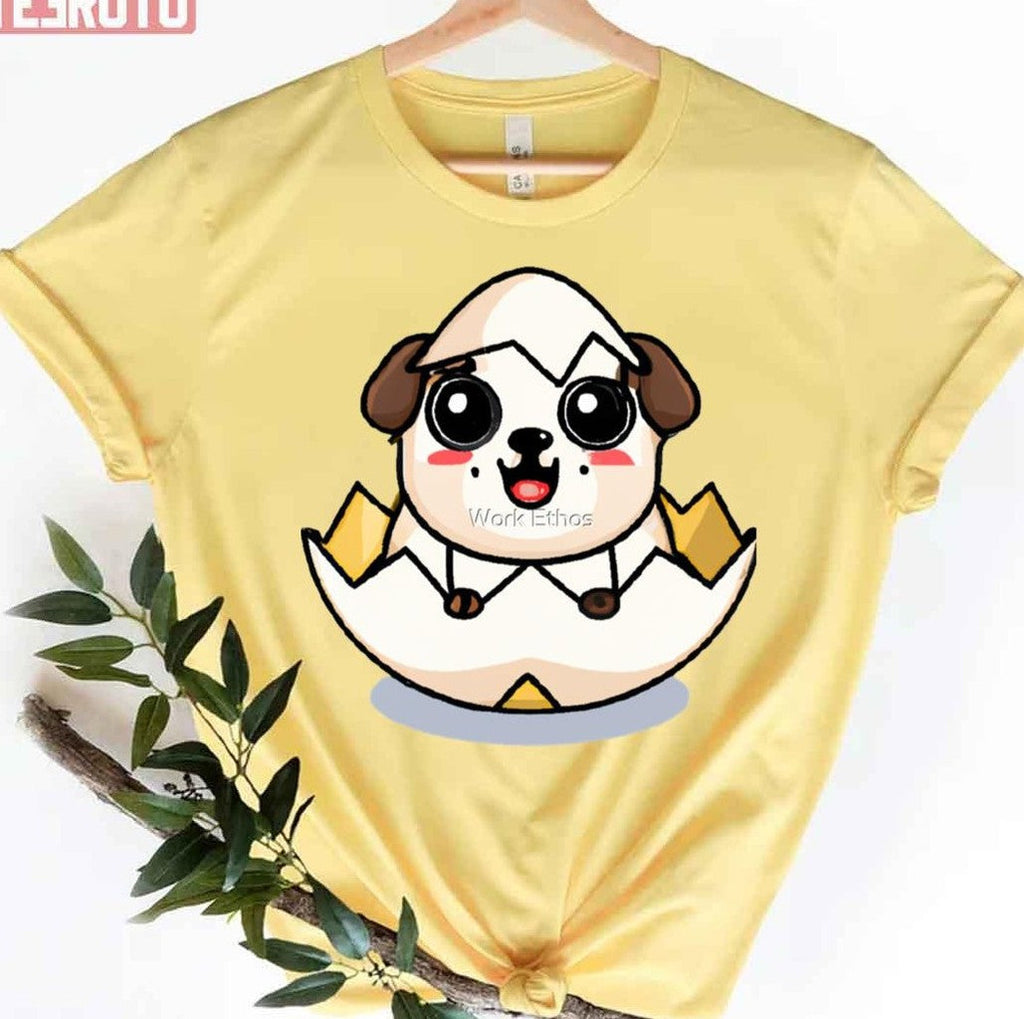 Baby Pug Dog In The Egg Unisex T-Shirt Hoodie, Sweatshirt | VibeTeeNation.com (Image 1)