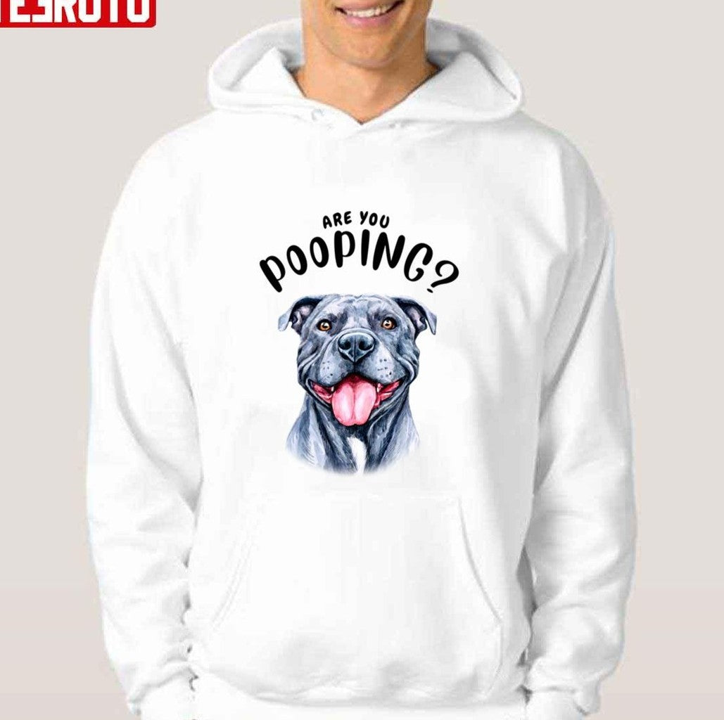 Pitbull Are You Pooping Bathroom Watercolor Unisex T-shirt Hoodie, Sweatshirt | VibeTeeNation.com (Image 1)