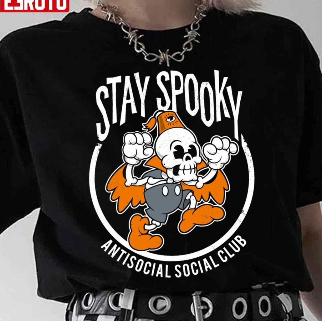 Stay Spooky Antisocial Social Club Halloween Unisex T-Shirt Hoodie, Sweatshirt | VibeTeeNation.com (Image 1)