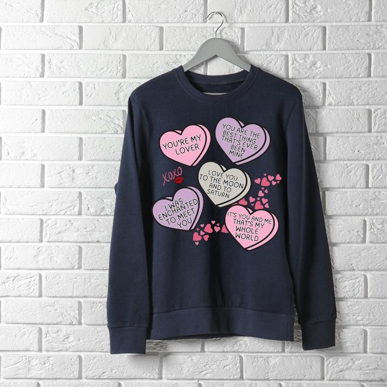 Valentine hearts TshirtSweatshirtHoodie, Trendy valentine Tshirt, Heart Sticker Shirt Hoodie, Sweatshirt (Image 4)
