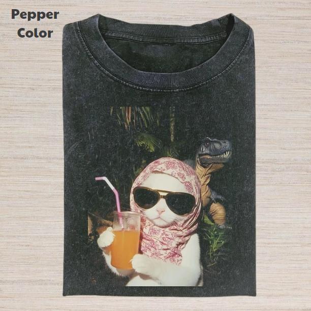 Just Chill Girl Vintage Cat Dinosaur Meme Cringe Funny Dumb Shirt Menswear Womenswear Streetwear T-Shirts, Hoodie, Sweatshirt