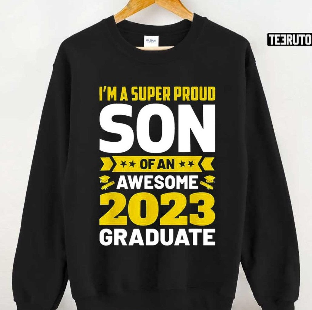 Proud Son Of An Awesome 2023 Graduate Senior Graduation Unisex T-Shirt Hoodie, Sweatshirt | VibeTeeNation.com (Image 3)