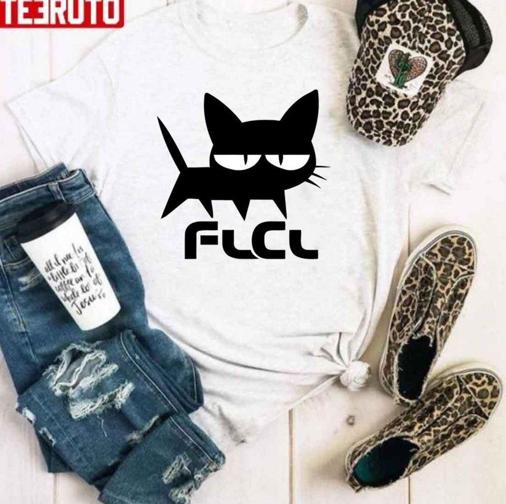 Takkun's Black Cat Bored Face Fooly Cooly Unisex Hoodie T-Shirts, Sweatshirt | VibeTeeNation.com (Image 3)