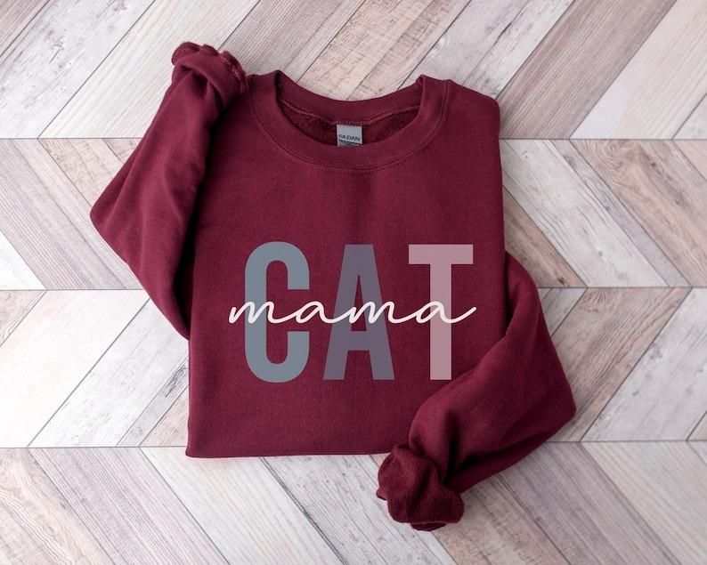 Cat Mom Sweatshirt  Cat Mom Crewneck  Cat Mama Fur Mama  Cat Lovers Sweatshirt Cotton Comfort T-Shirts, Hoodie (Image 5)