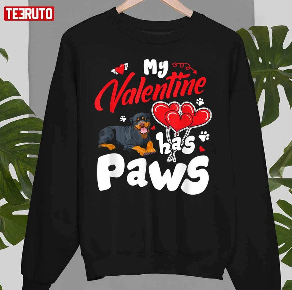 My Valentine Has Paws Pitbull Dog Unisex Sweatshirt T-Shirts, Hoodie | VibeTeeNation.com (Image 3)
