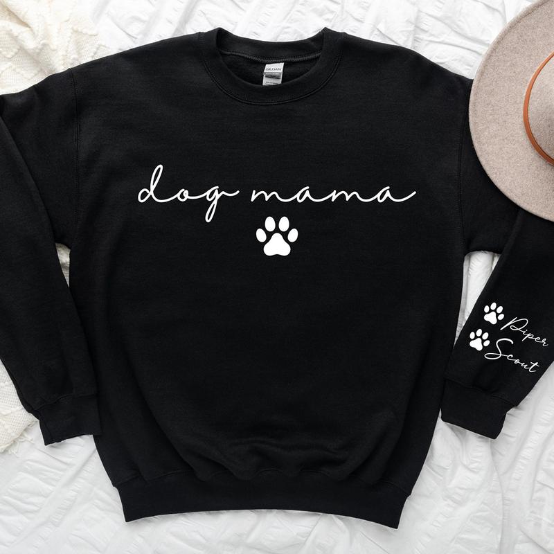 Custom Dog Mama Sweatshirt with Pet Name on Sleeve, Crewneck or Hoodie, Custom Neck Sleeve Design, Fur Mama,... (Image 4)