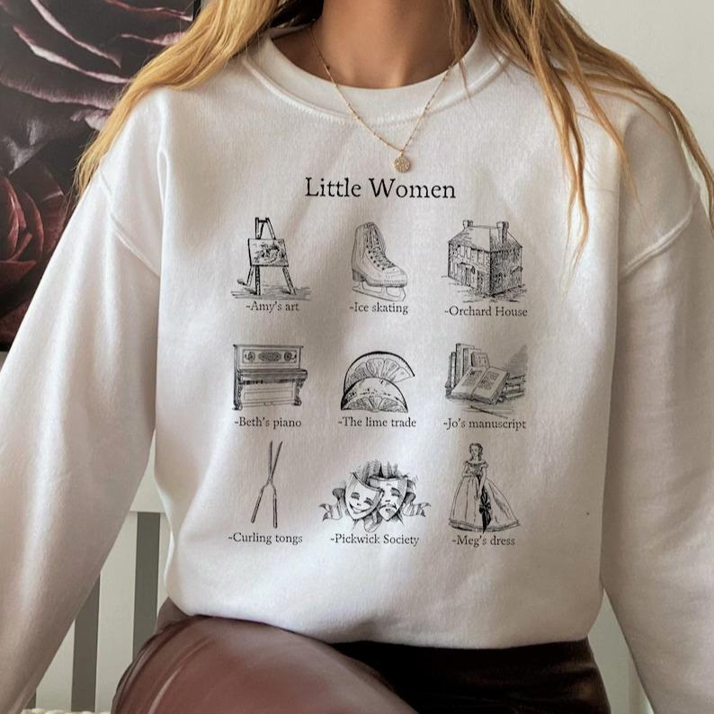 Little Women Icon Chart Sweatshirt Cottagecore Jo Meg Beth Amy March Sisters Orchard House Book Fandom Merch... (Image 1)