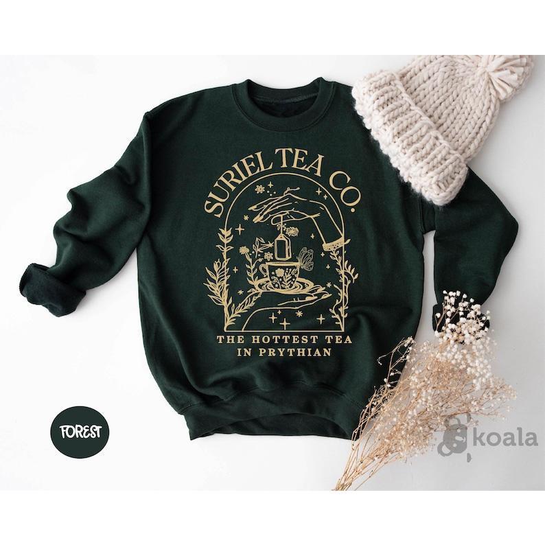 Suriel Tea Co Comfort Sweatshirt, Retro Bookish Sweatshirt, A Court Of Thorns and Roses Sweater, Acotar... (Image 1)