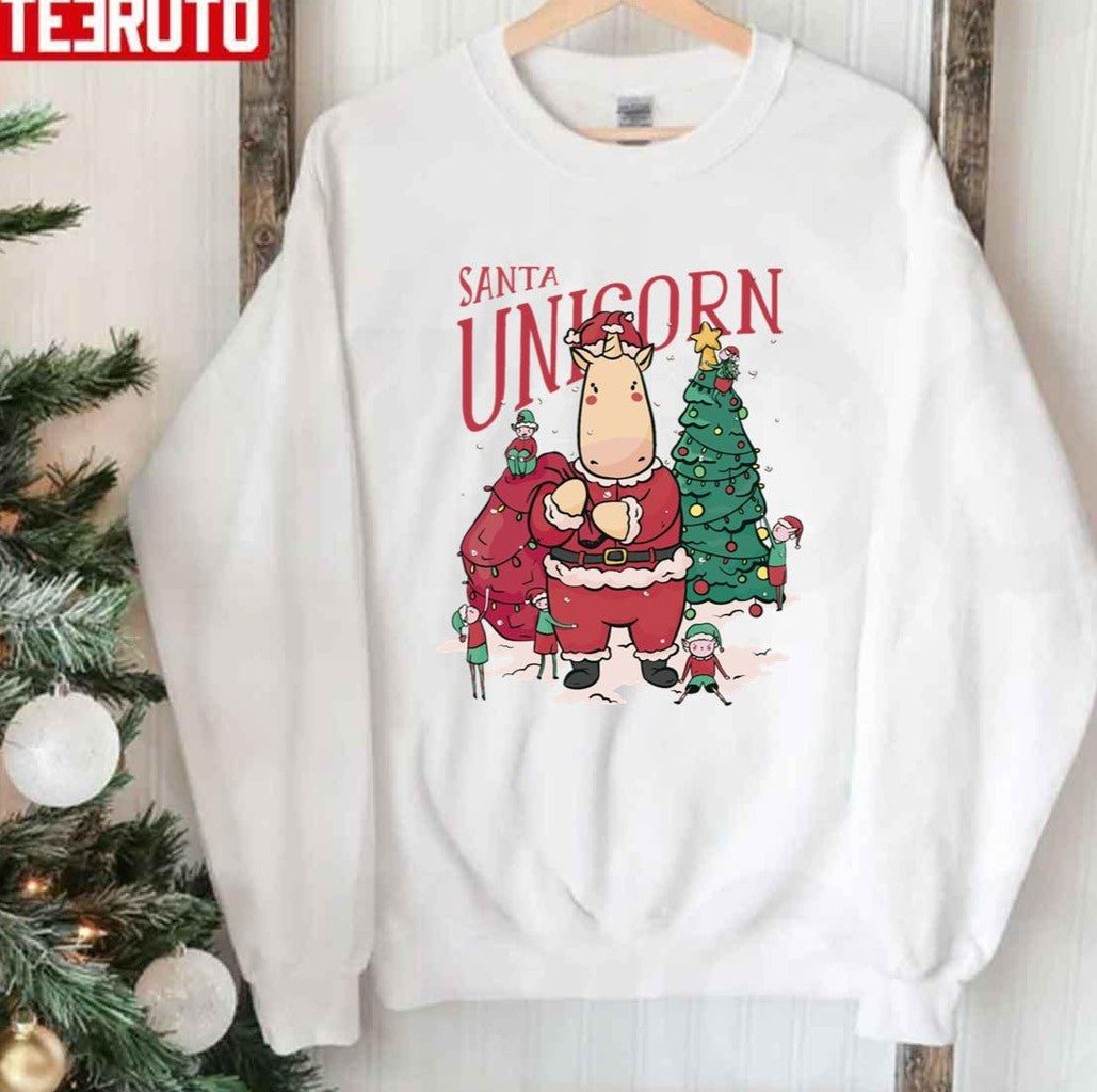 Santa Unicorn Christmas Santa Claus Sweatshirt T-Shirts, Hoodie | VibeTeeNation.com (Image 3)