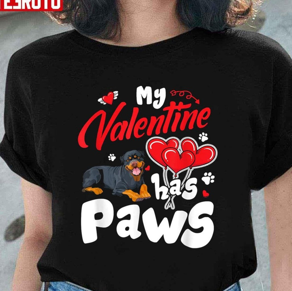 My Valentine Has Paws Pitbull Dog Unisex Sweatshirt T-Shirts, Hoodie | VibeTeeNation.com (Image 4)