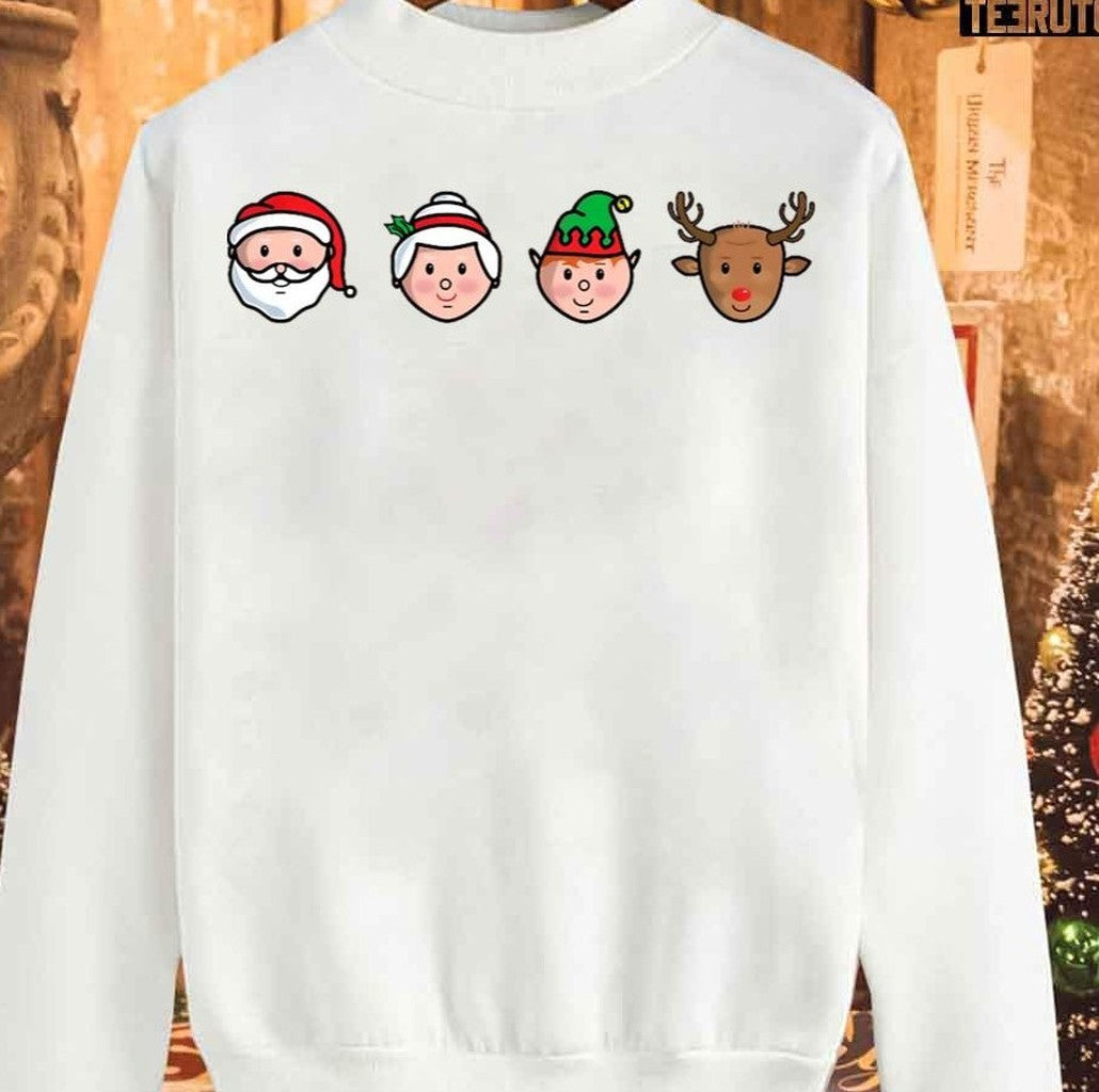 Santa Claus Mrs Claus Buddy And Rudolph Unisex Sweatshirt T-Shirts, Hoodie | VibeTeeNation.com (Image 4)