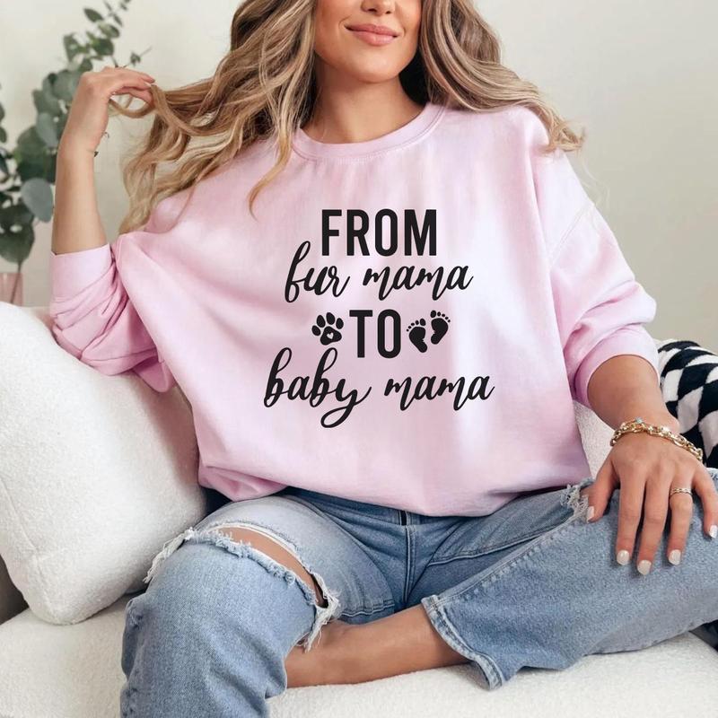 From Fur Mama To Baby Mama Shirt, Women's Cute Pregnancy Sweatshirt, Pregnant Mom Gift, New Mom Gift, Mother's... (Image 3)