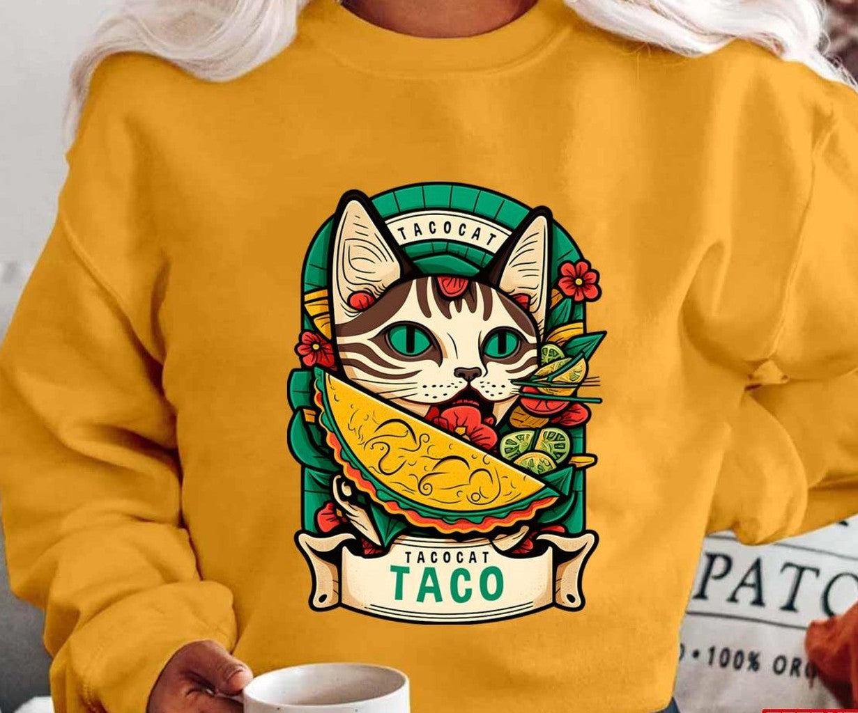 Tacocat Cinco De Mayo Funny Floral Cat Lover Mexican Fiesta Unisex T-Shirt Hoodie, Sweatshirt | VibeTeeNation.com (Image 2)