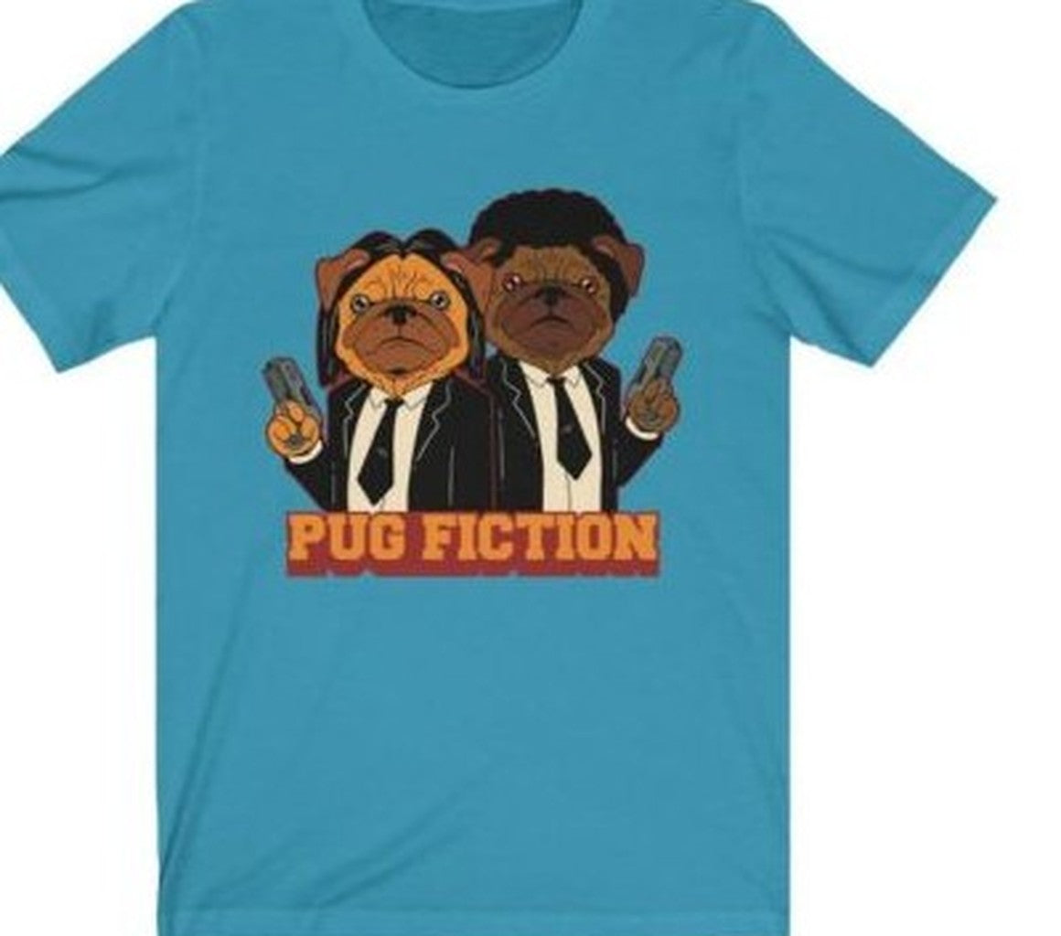 Pug Fiction Parody Dog Unisex T-Shirt Hoodie, Sweatshirt | VibeTeeNation.com
