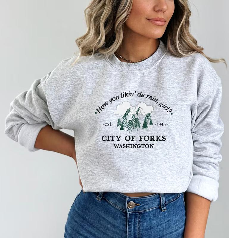 Twilight Sweatshirt, Forks Washington Crewneck Shirt, Book Bookish Gift, Edward Cullen Twilight Merch Parody... (Image 4)