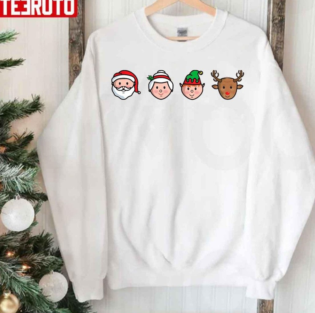 Santa Claus Mrs Claus Buddy And Rudolph Unisex Sweatshirt T-Shirts, Hoodie | VibeTeeNation.com (Image 3)