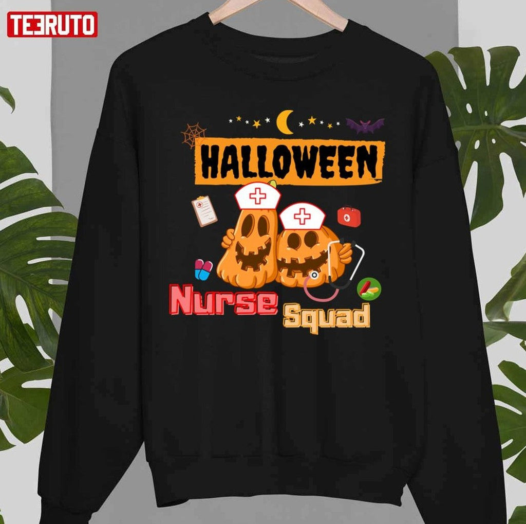 Nurse Squad Team Pumpkin Ghost Unisex T-Shirt Hoodie, Sweatshirt | VibeTeeNation.com (Image 3)