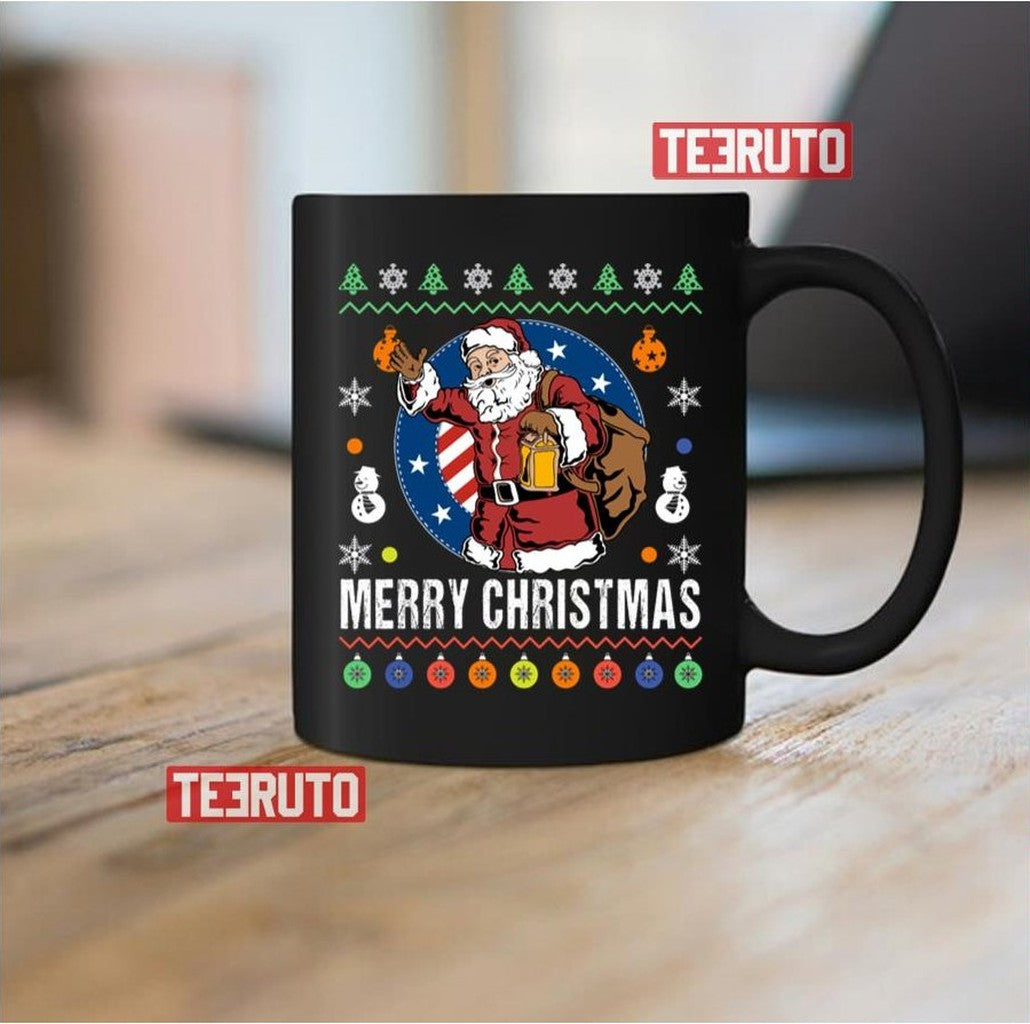 Santa Claus Patriotic Christmas Ornaments Xmas Us Flag Unisex Sweatshirt T-Shirts, Hoodie | VibeTeeNation.com (Image 2)