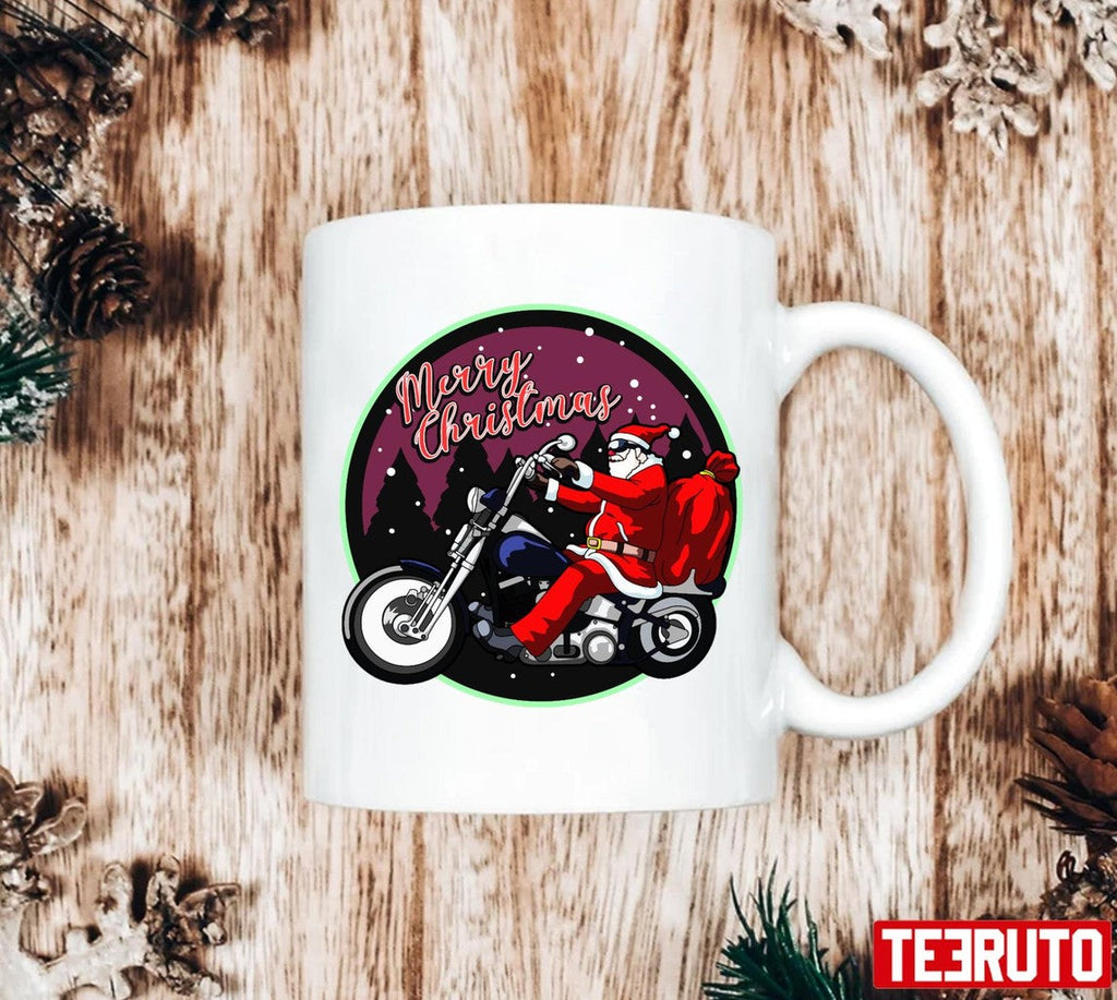 Santa Claus On Motorcycle Merry Christmas Unisex Sweatshirt T-Shirts, Hoodie | VibeTeeNation.com (Image 2)