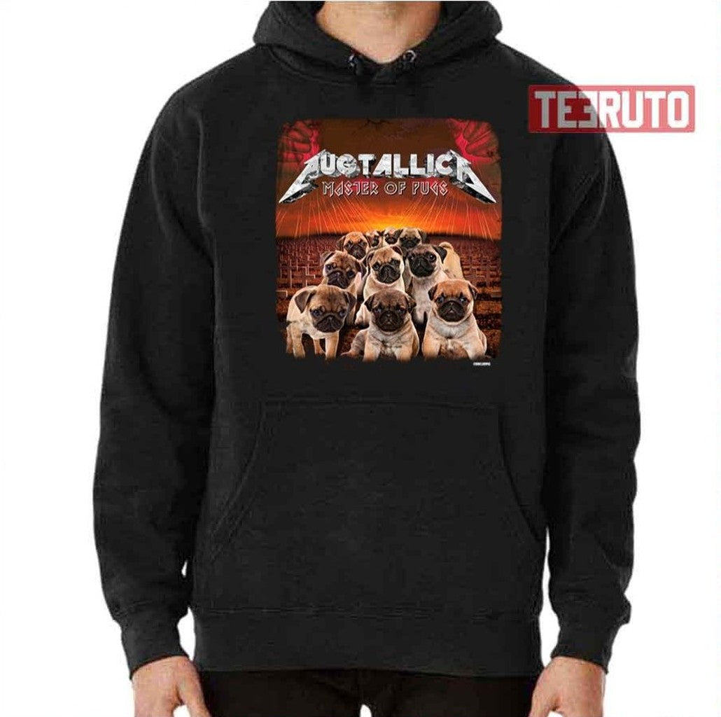 Pugtallica Metal Band Unisex T-Shirt Hoodie, Sweatshirt | VibeTeeNation.com (Image 2)