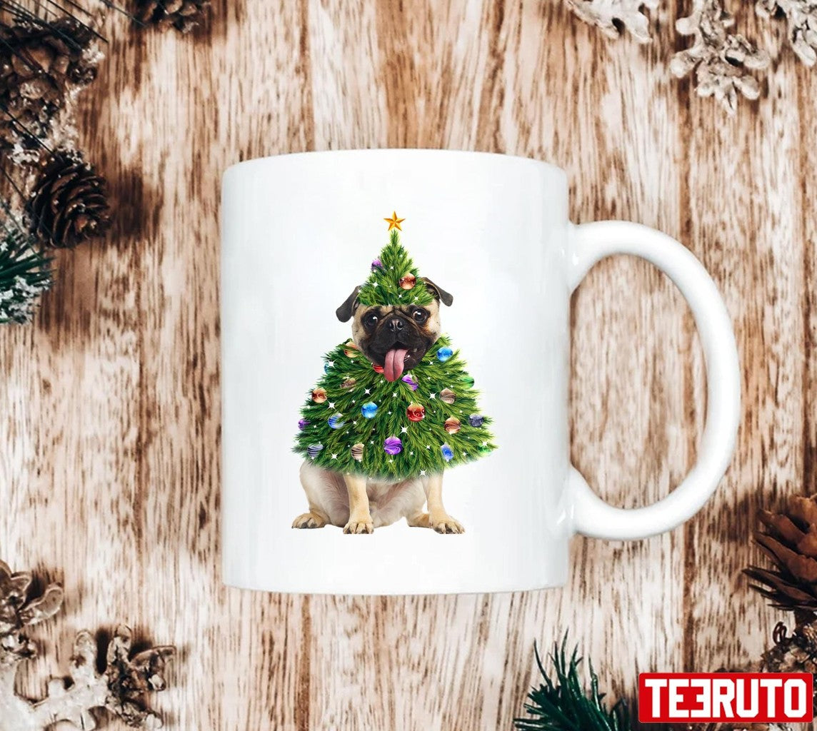 Pug Christmas Tree Lights Santa Unisex Sweatshirt T-Shirts, Hoodie | VibeTeeNation.com (Image 2)