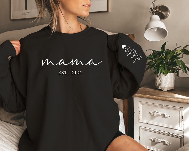 Mama Est Sweatshirt, Unisex T-Shirt, Custom Mama Est 2024 Sweatshirt, Custom Mom Sweatshirt, Mom Gift, New Mom... (Image 3)