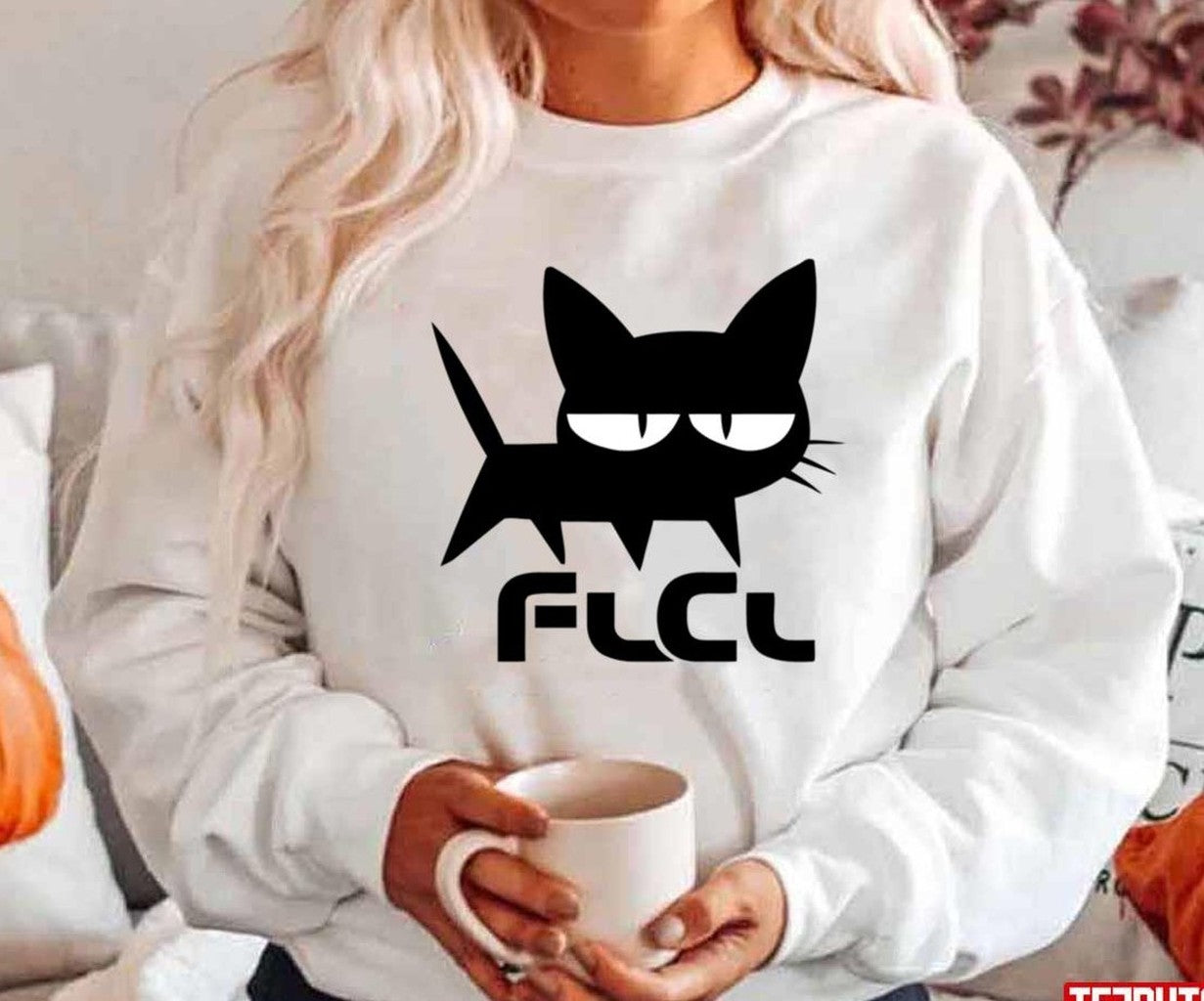 Takkun's Black Cat Bored Face Fooly Cooly Unisex Hoodie T-Shirts, Sweatshirt | VibeTeeNation.com (Image 2)