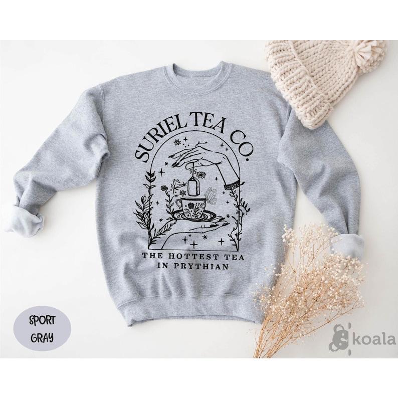 Suriel Tea Co Comfort Sweatshirt, Retro Bookish Sweatshirt, A Court Of Thorns and Roses Sweater, Acotar... (Image 2)
