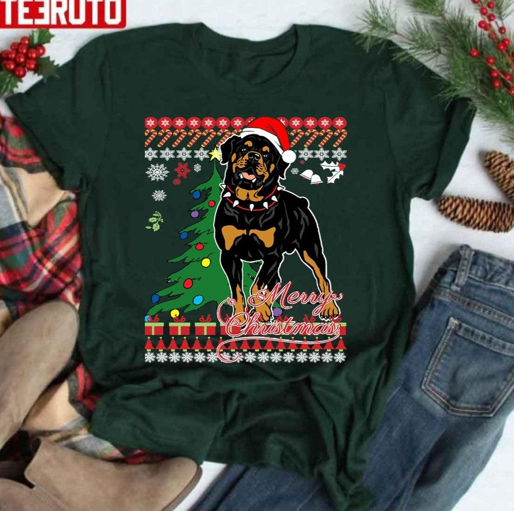 Rottweiler Dog Lover Xmas Ugly Xmas Style Unisex Sweatshirt T-Shirts, Hoodie | VibeTeeNation.com (Image 3)