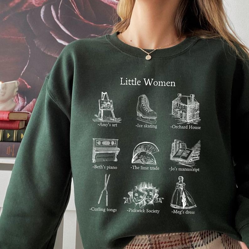 Little Women Icon Chart Sweatshirt Cottagecore Jo Meg Beth Amy March Sisters Orchard House Book Fandom Merch... (Image 3)