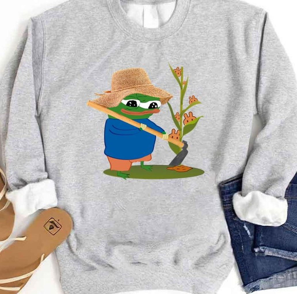 Pepo Yield Farming Cake Pancakeswap Unisex Sweatshirt T-Shirts, Hoodie | VibeTeeNation.com (Image 1)