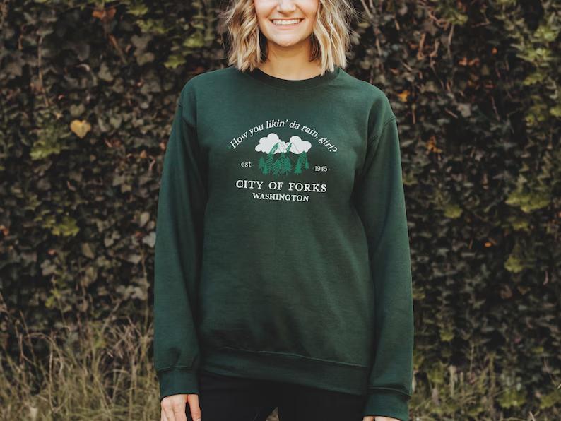 Twilight Sweatshirt, Forks Washington Crewneck Shirt, Book Bookish Gift, Edward Cullen Twilight Merch Parody... (Image 5)