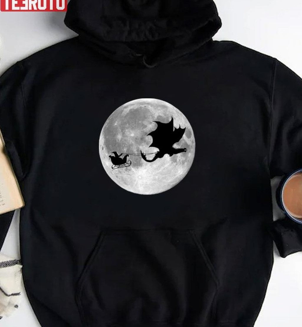Santa Claus Dragon Rider Sleigh Ride Merry Christmas Unisex Sweatshirt T-Shirts, Hoodie | VibeTeeNation.com (Image 2)
