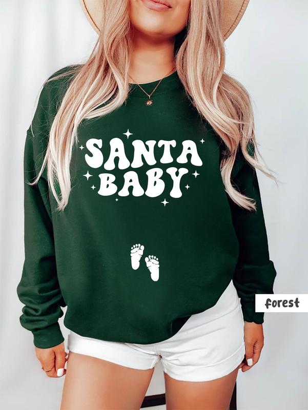 Christmas Pregnancy Announcement Sweatshirt, Santa Baby Shirt,Pregnant Tee,Baby Announcement,Christmas... (Image 3)