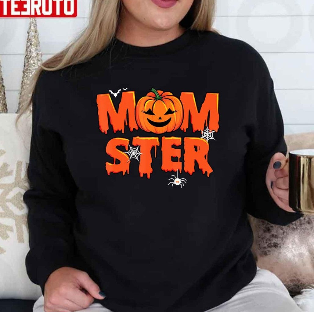 Momster Halloween Mom Pumpkin Costume Family Matching Unisex Sweatshirt T-Shirts, Hoodie | VibeTeeNation.com (Image 1)