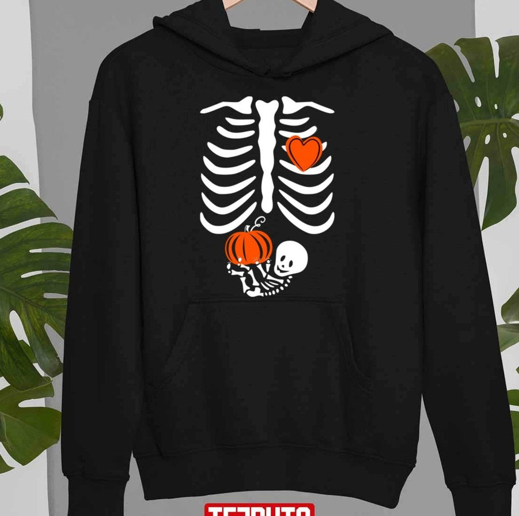 Skeleton Baby Pregnant Xray Rib Cage For Fall Halloween Unisex Sweatshirt T-Shirts, Hoodie | VibeTeeNation.com (Image 2)