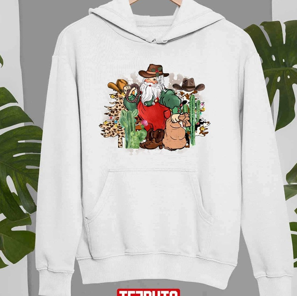 Santa Claus Cowboy Retro Colors Unisex Sweatshirt T-Shirts, Hoodie | VibeTeeNation.com (Image 2)