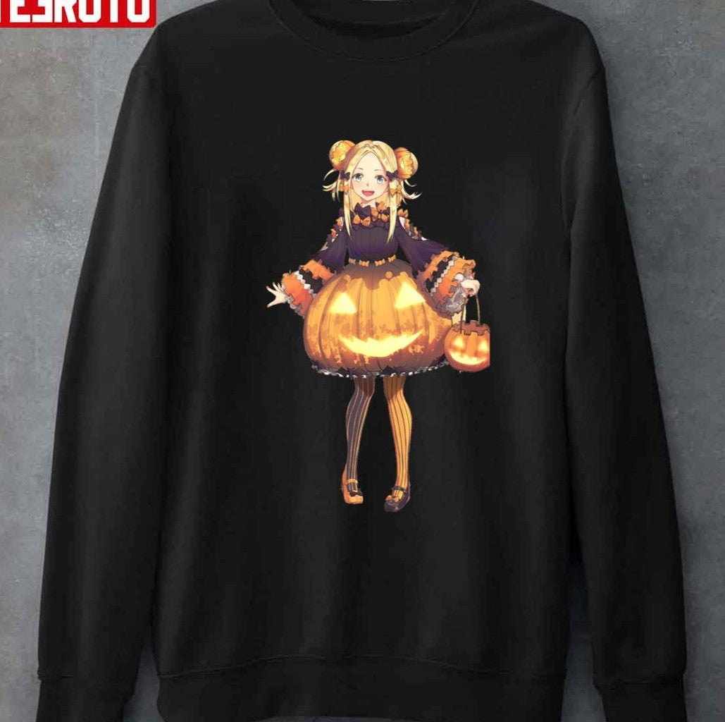 Anime Girl Halloween Pumpkin Unisex T-Shirt Hoodie, Sweatshirt | VibeTeeNation.com (Image 3)