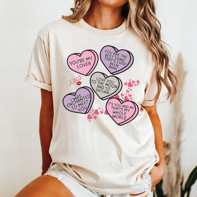 Valentine hearts TshirtSweatshirtHoodie, Trendy valentine Tshirt, Heart Sticker Shirt Hoodie, Sweatshirt (Image 2)
