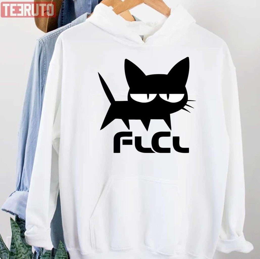 Takkun's Black Cat Bored Face Fooly Cooly Unisex Hoodie T-Shirts, Sweatshirt | VibeTeeNation.com (Image 1)