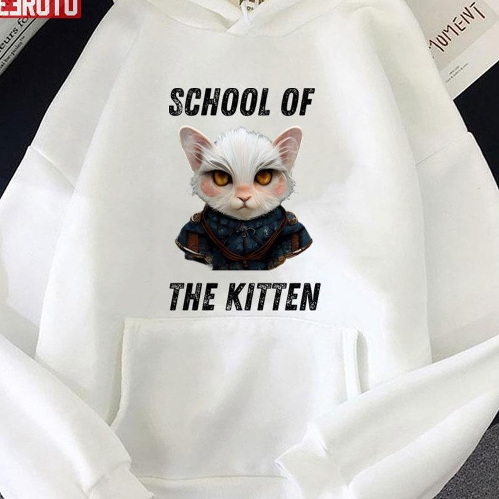 School Of The Kitten Cat In Medieval Armor Pet Fantasy Funny Cute Puppy Witcher Unisex T-shirt Hoodie, Sweatshirt (Image 2)