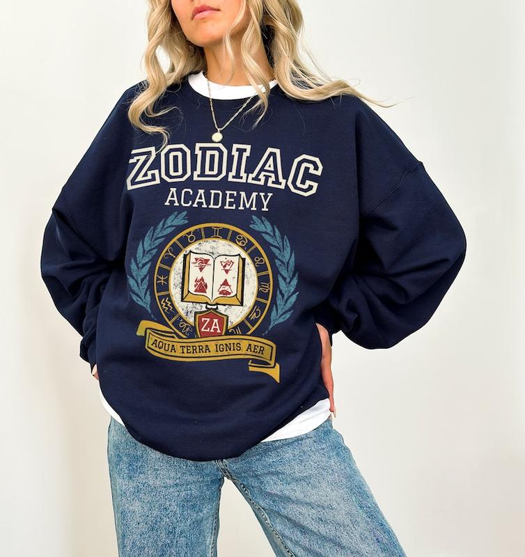 Zodiac Academy Varsity Sweatshirt, Gift for Book Lover, Bookworm Crewneck Gift for Her, Bookish Merch, Booktok... (Image 2)