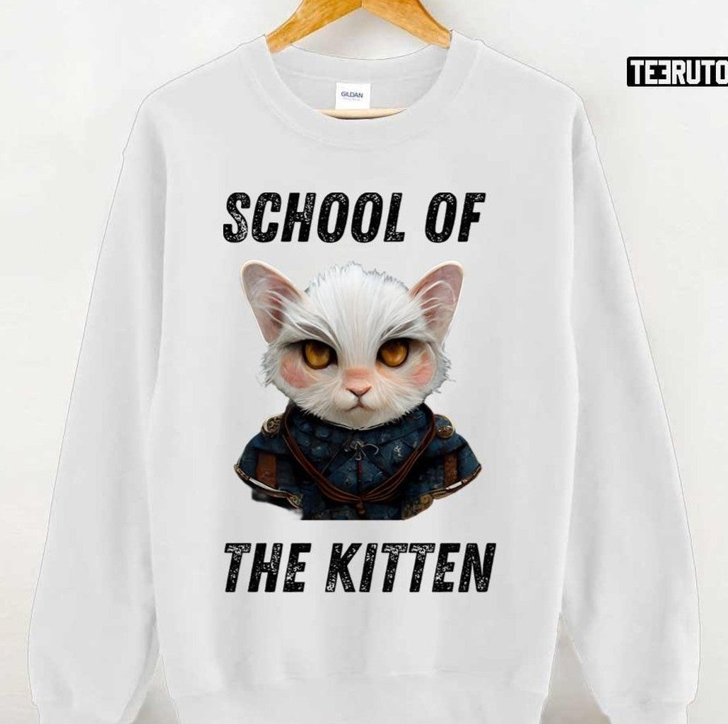 School Of The Kitten Cat In Medieval Armor Pet Fantasy Funny Cute Puppy Witcher Unisex T-shirt Hoodie, Sweatshirt (Image 3)