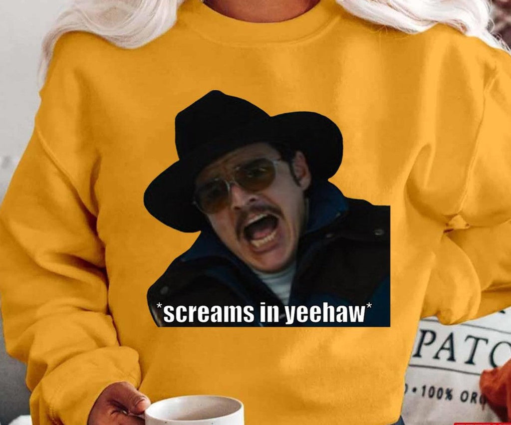 Screams In Yeehaw Kingsman Whiskey Agent Pedro Pascal Unisex T-Shirt Hoodie, Sweatshirt | VibeTeeNation.com (Image 2)