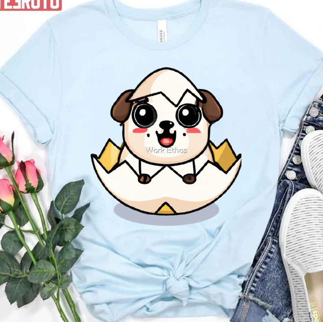 Baby Pug Dog In The Egg Unisex T-Shirt Hoodie, Sweatshirt | VibeTeeNation.com (Image 2)
