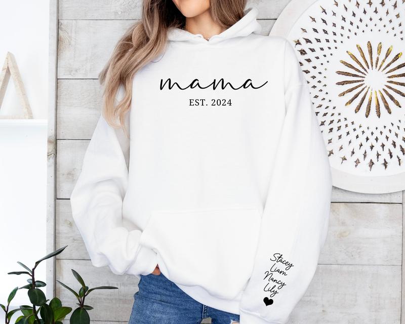 Mama Est Sweatshirt, Unisex T-Shirt, Custom Mama Est 2024 Sweatshirt, Custom Mom Sweatshirt, Mom Gift, New Mom... (Image 2)