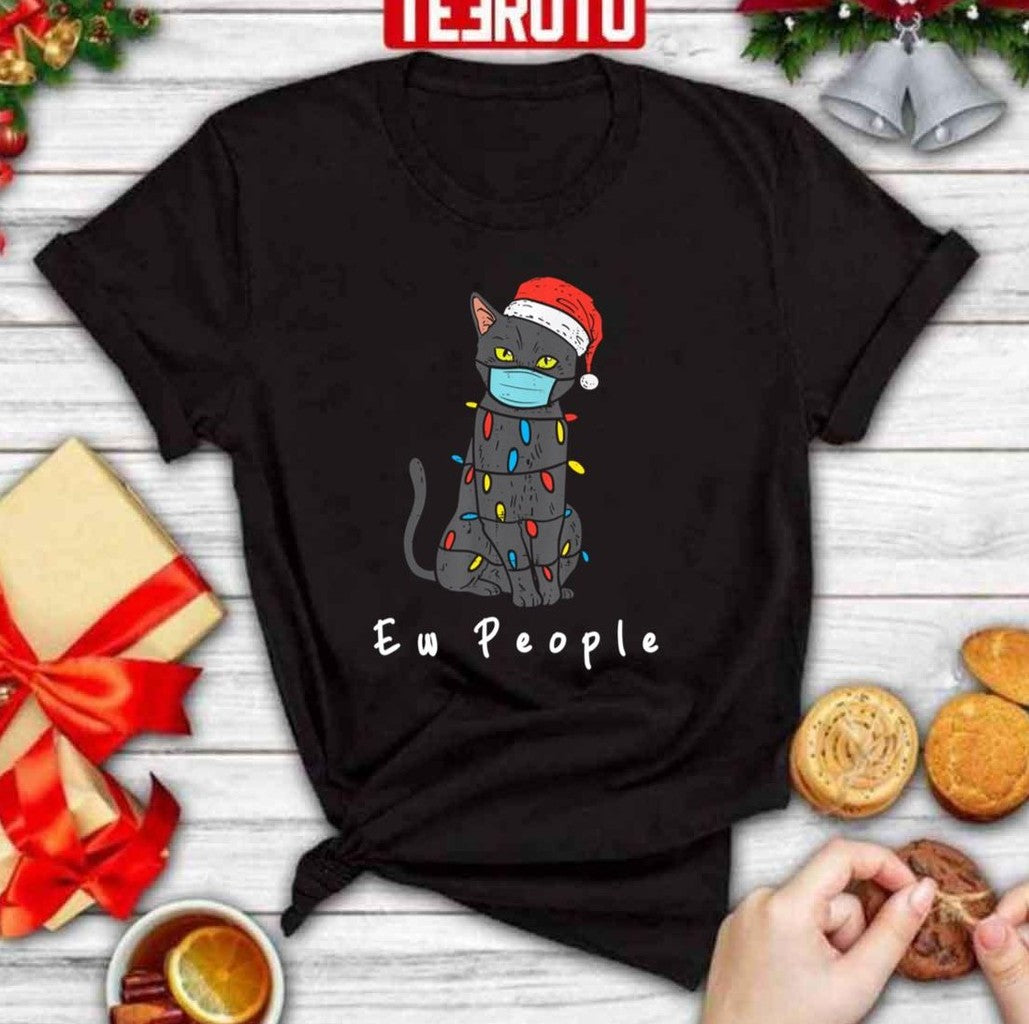 Black Cat Mask Cat Christmas Ew People Merry Catmas Unisex Sweatshirt T-Shirts, Hoodie | VibeTeeNation.com (Image 3)