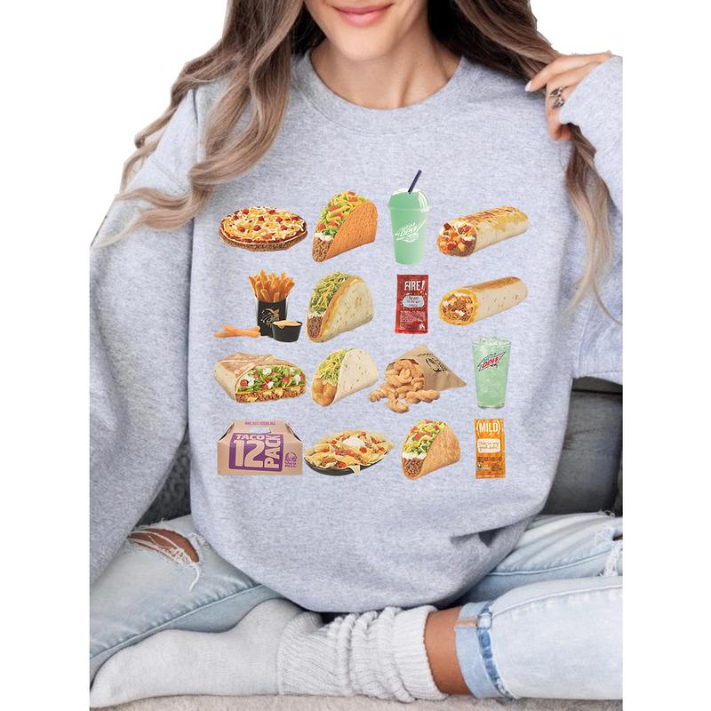 Taco Bell Unisex Sweatshirt, Taco Bell Lover Crewneck Gift, Fun Food Pullover Gift Fabric T-Shirts, Hoodie (Image 5)