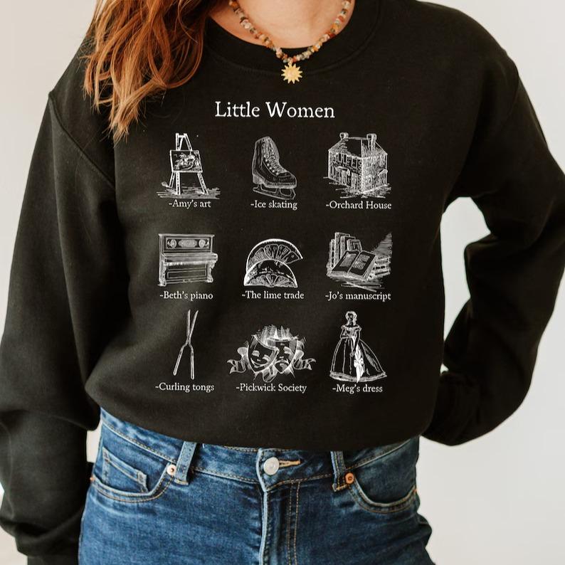 Little Women Icon Chart Sweatshirt Cottagecore Jo Meg Beth Amy March Sisters Orchard House Book Fandom Merch... (Image 2)