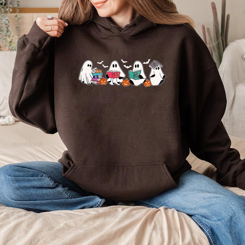 Bookish Ghost Halloween Sweatshirt Hoodie Tshirt, Halloween 2024 Gifts | VibeTeeNation.com (Image 5)